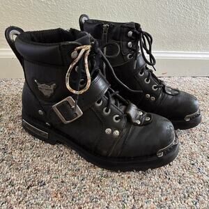 Harley-Davidson Men's Brake Buckle Leather Riding Boots 9